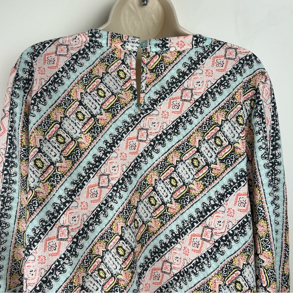 New Directions 3/4 Bell Sleeve Pastel Print Tunic sz XL Boho Office Comfortable - Picture 6 of 11